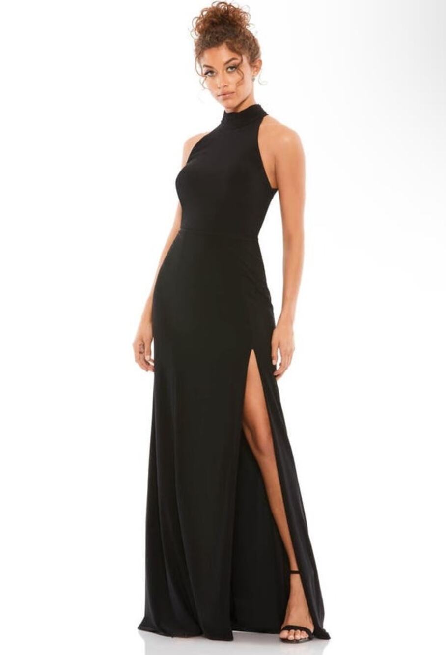 Mac Duggal Size 14 NWT Black Evening Gown with High Slit Style Style 261271